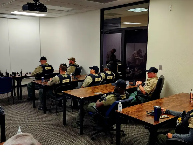 Security officers in a radio training session