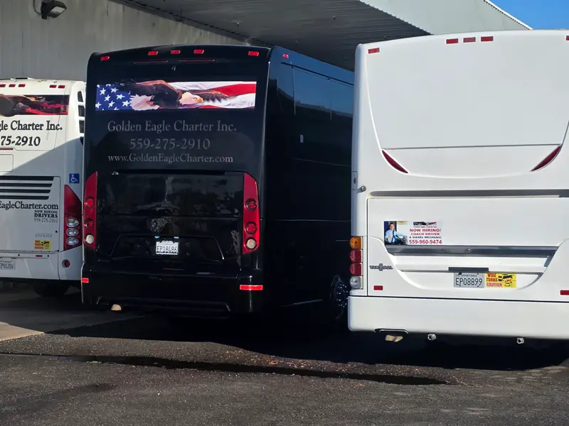 Charter coaches parked side by side